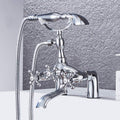 Chrome Plating Bathtub Shower Set Bathtub Side Simple Shower Deck Installation Double Handle 2 Functions Hand Shower Thick Brass Mixing Valve Hot and Cold Water Faucet Rotating Faucet/C Full Moon