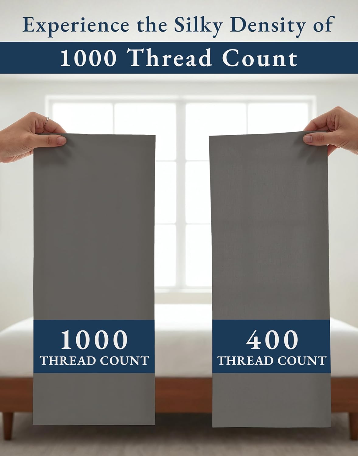 100% Egyptian Cotton Sheets Queen Size Bed Set – 1000 Thread Count Cooling & Breathable Sateen Queen Sheets Set, Authentic Long-Staple Cotton for Lasting Softness, Snug Fit 15' Deep Pocket - Charcoal
