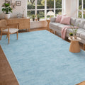 RUGSREAL Washable Rug 10x13 for Living Room Modern Abstract Area Rug Non-Slip Large Contemporary Bedroom Rug Stain Resistant Aesthetic Accent Floor Carpet Foldable Solid Rug for Home Office, Blue