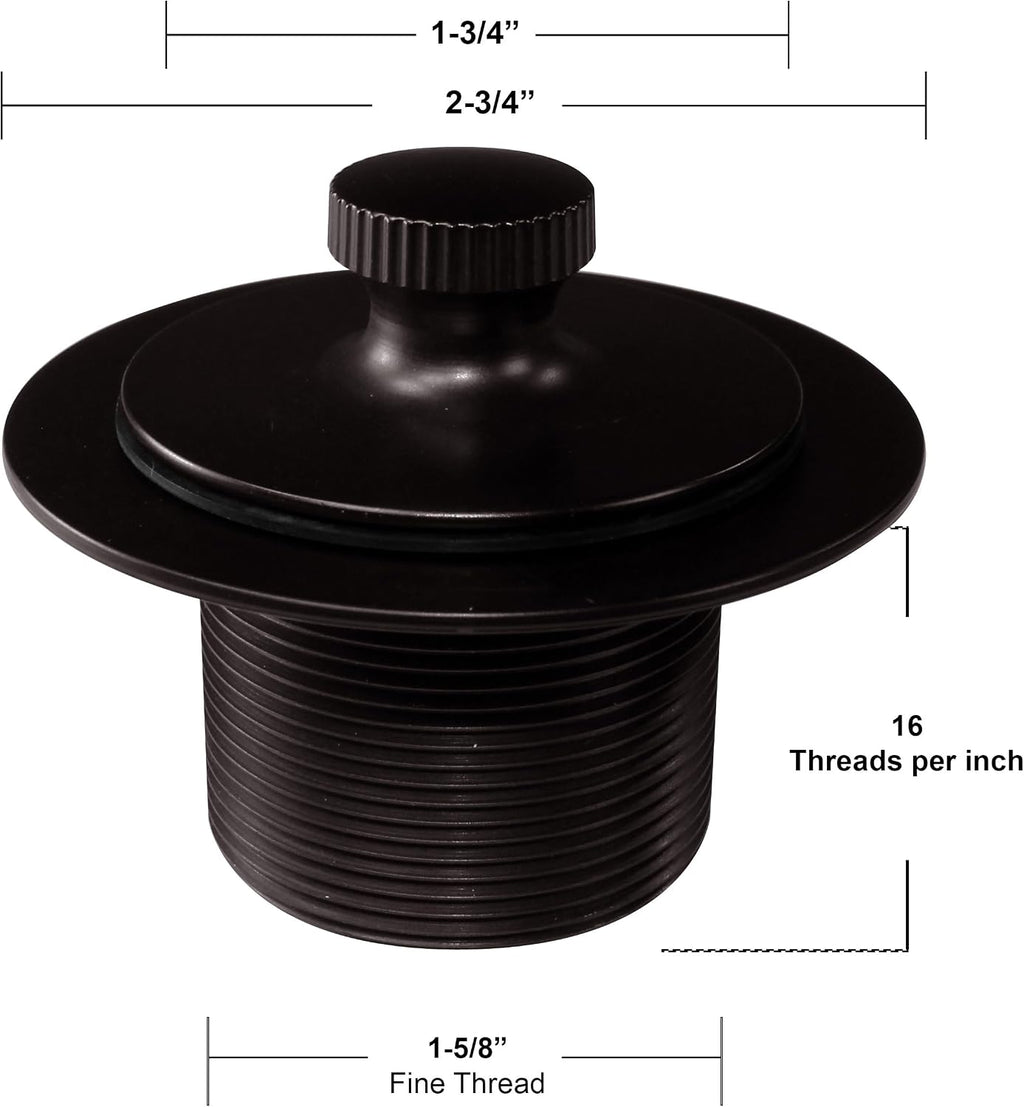 Westbrass D941K-50-12 1-3/8' Fine Thread Twist & Close Bathtub Drain Trim with One-Hole Overlfow Faceplate and Universal Adaptor, Oil Rubbed Bronze (50-Pack)
