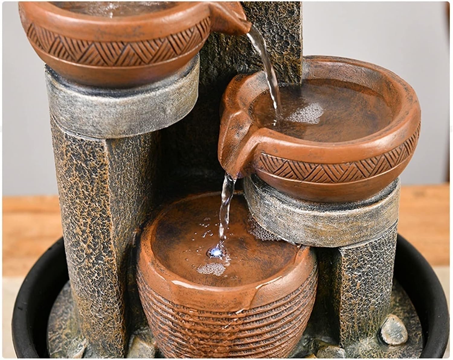 HIHELO Tabletop Fountain Retro Circulating Water Fountain Home Living Room Desktop Decoration Entrance TV Cabinet Office Decorative Fountain Indoor Fountain