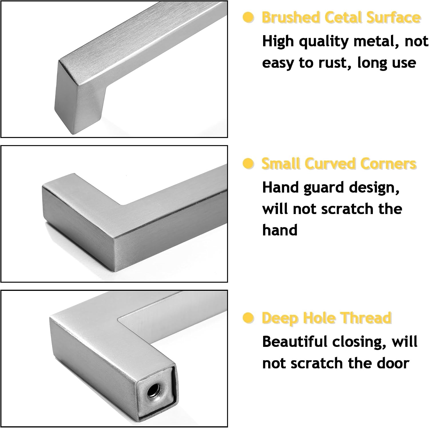 Cabinet Pulls Brushed Nickel Cabinet Handles Square Drawer Pulls, 30 Pack 10 Inch Stainless Steel Kitchen Door Cupboard Cabinet Handles, Cabinet Hardware Drawer Handles, 256mm Hole Centers