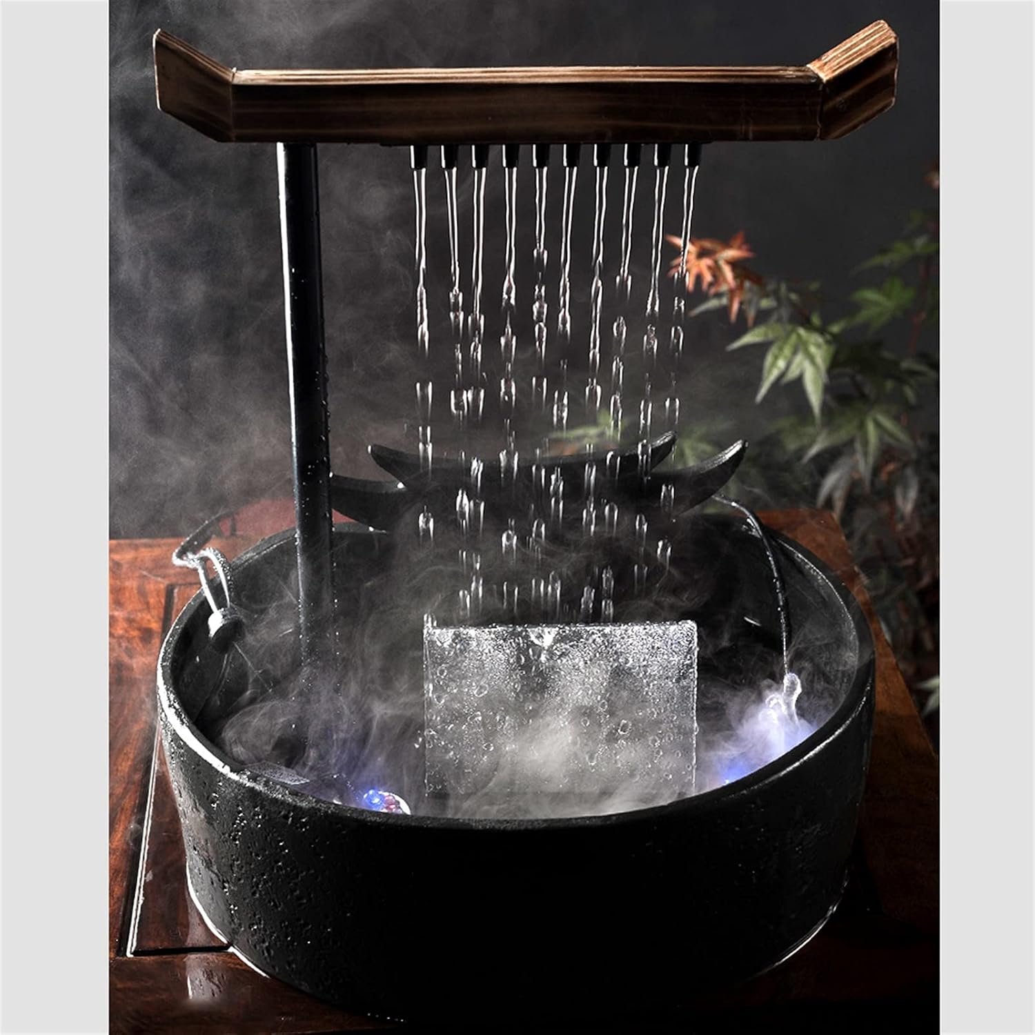 Indoor Fountain Indoor Waterfall Fountain Chinese Style Portable Table Water Fountain Ceramic Circulation Fountain Zen Meditation Waterfall Decor Table Fountain Waterfall Tabletop Fountain