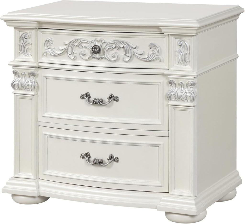 First of a Kind Platinum White King 5 Piece Bedroom Set