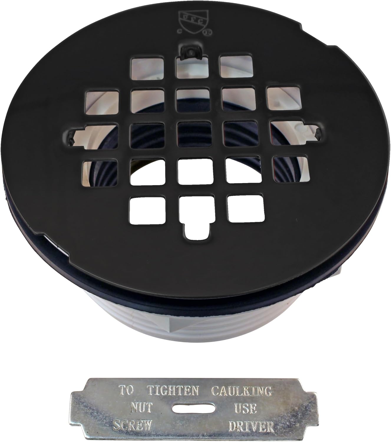 Westbrass D206P-50-62 2' No-Caulk PVC Compression Shower Drain with 4-1/4' Round Grid Cover, Matte Black (50-Pack)