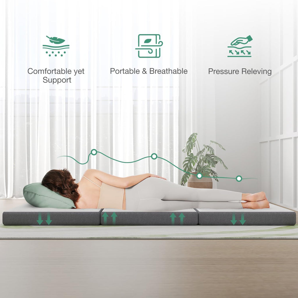 Novilla Folding Mattress Queen Size,4 inch Memory Foam Tri Fold