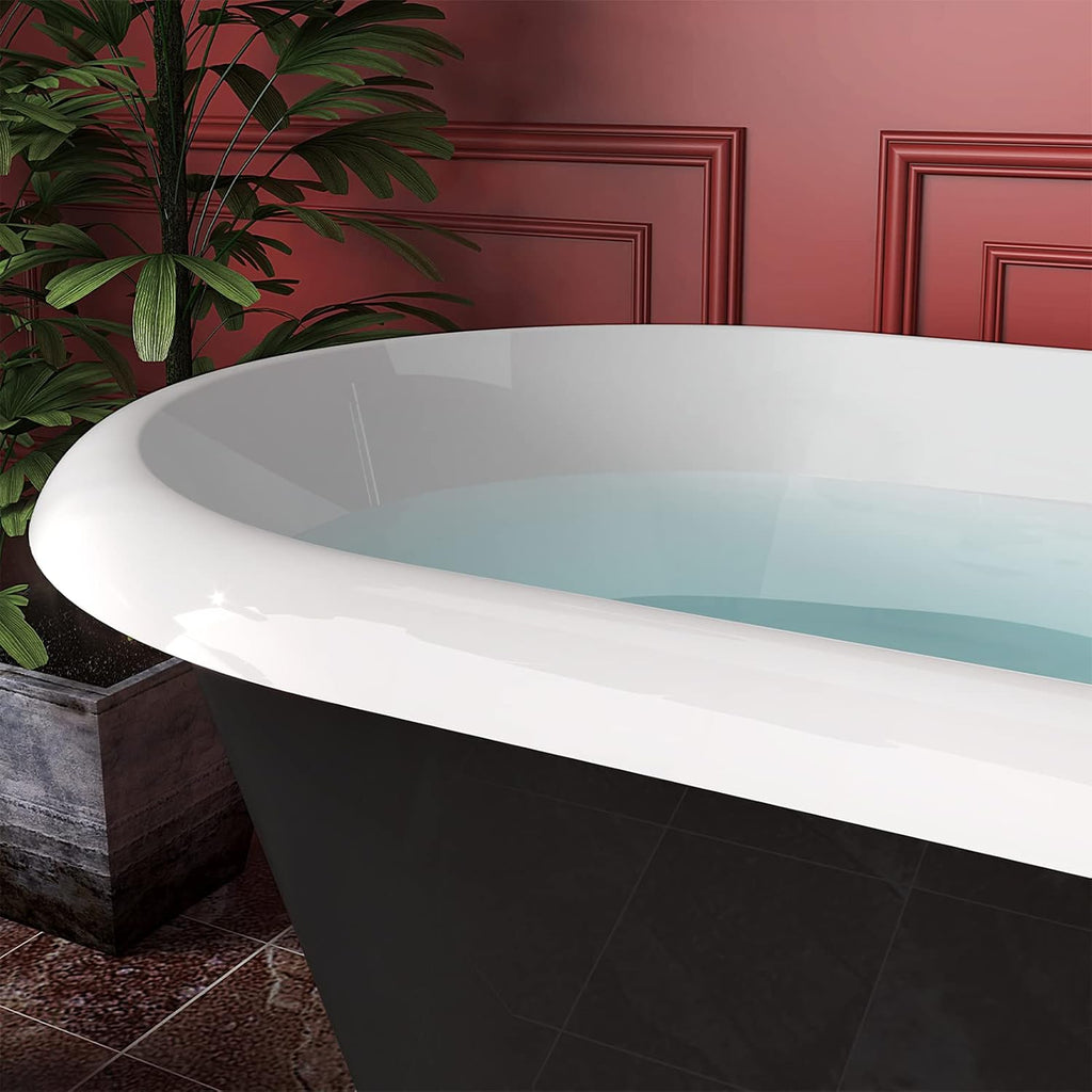 67' Acrylic Freestanding Bathtub, Free Standing Clawfoot Tub, Soaking Tub with Integrated Slotted Overflow, Toe-Tap Chrome Drain, cUPC Certified, Matte Black