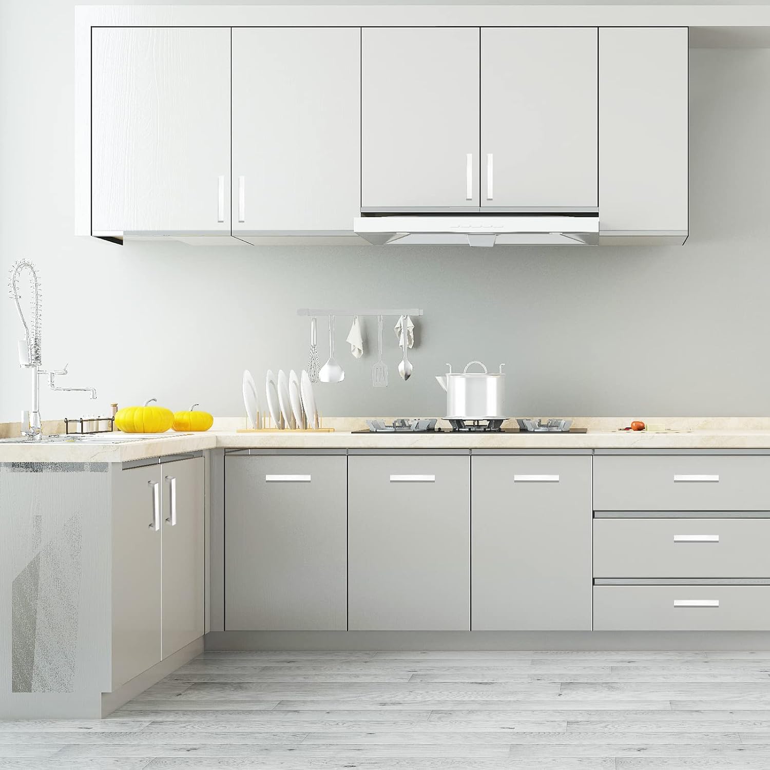 Cabinet Pulls Brushed Nickel Cabinet Handles Square Drawer Pulls, 30 Pack 10 Inch Stainless Steel Kitchen Door Cupboard Cabinet Handles, Cabinet Hardware Drawer Handles, 256mm Hole Centers