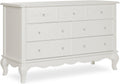Evolur Aurora 7-Drawer Nursery Dresser – Ivory Lace | Assembled Double Dresser with Crystal Knobs, Queen Anne Legs, Large Storage for Baby Essentials