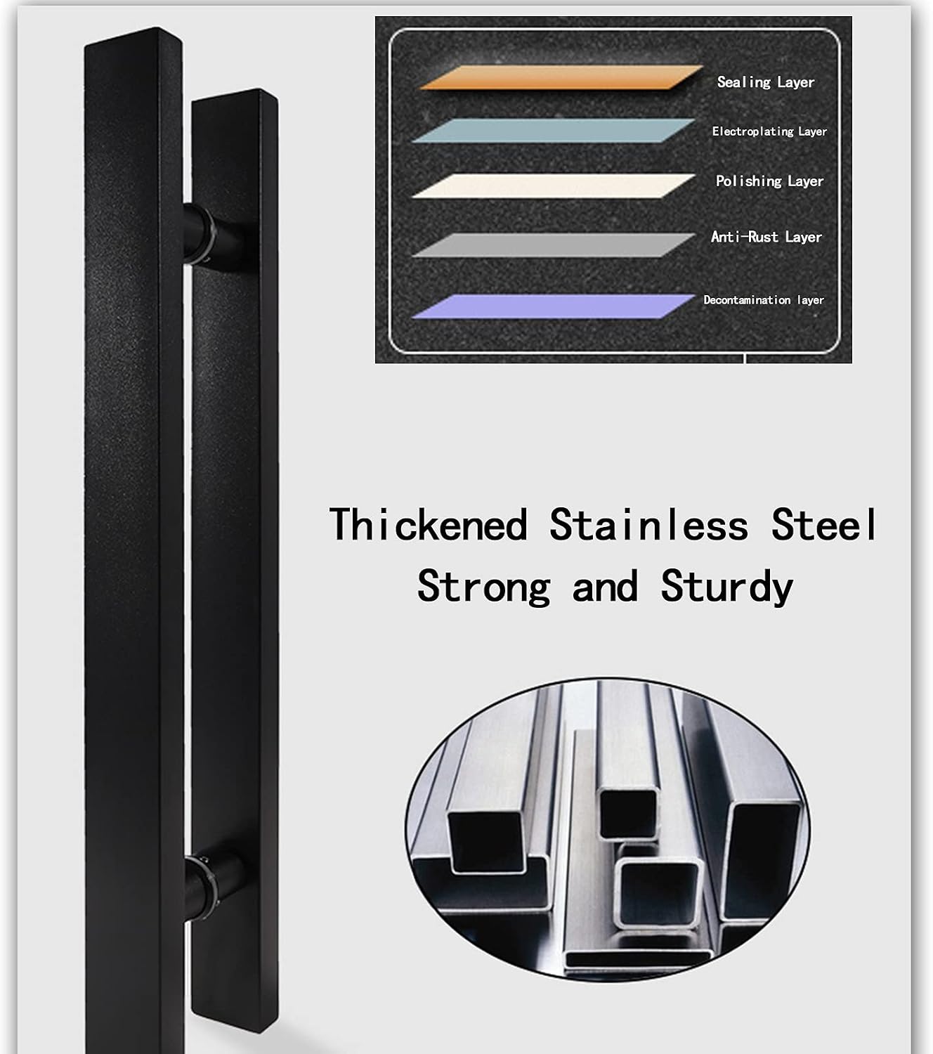 Polished Black Shower Sliding Door Handle Replacement,Push-Pull Glass Door Knob,800Mm Towel Bar,Durable Enclosure Accessory for Bathroom Upgrade-500mm