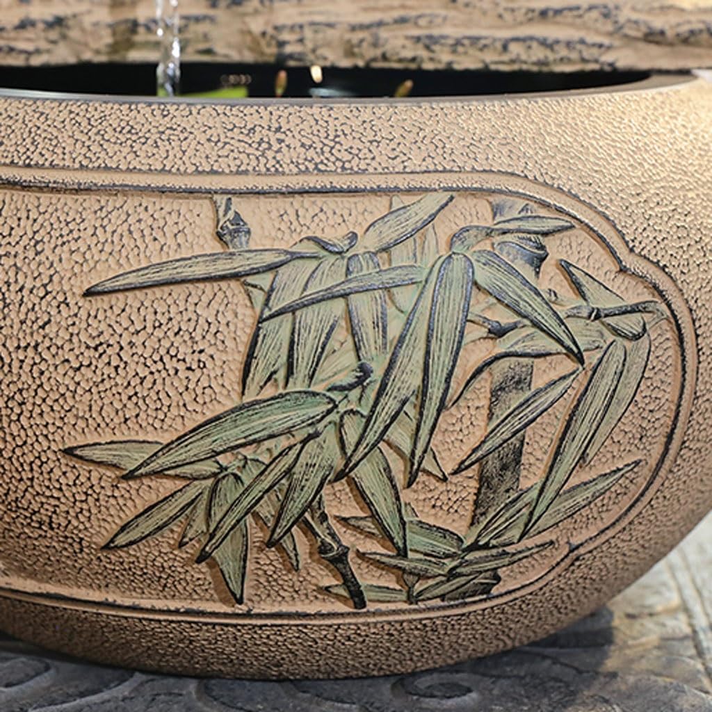 GUERNSEY Tabletop Fountain Chinese Style Water Ornaments Home Porch Living Room Desktop Office Circulating Water Fountain Landscape Indoor Fountain