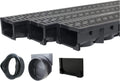 URA WATER - Model UA-100 - Drainage Trench Set - Channel Drain with Grate - Black Plastic - 3 x 39 - (117' Total Length)