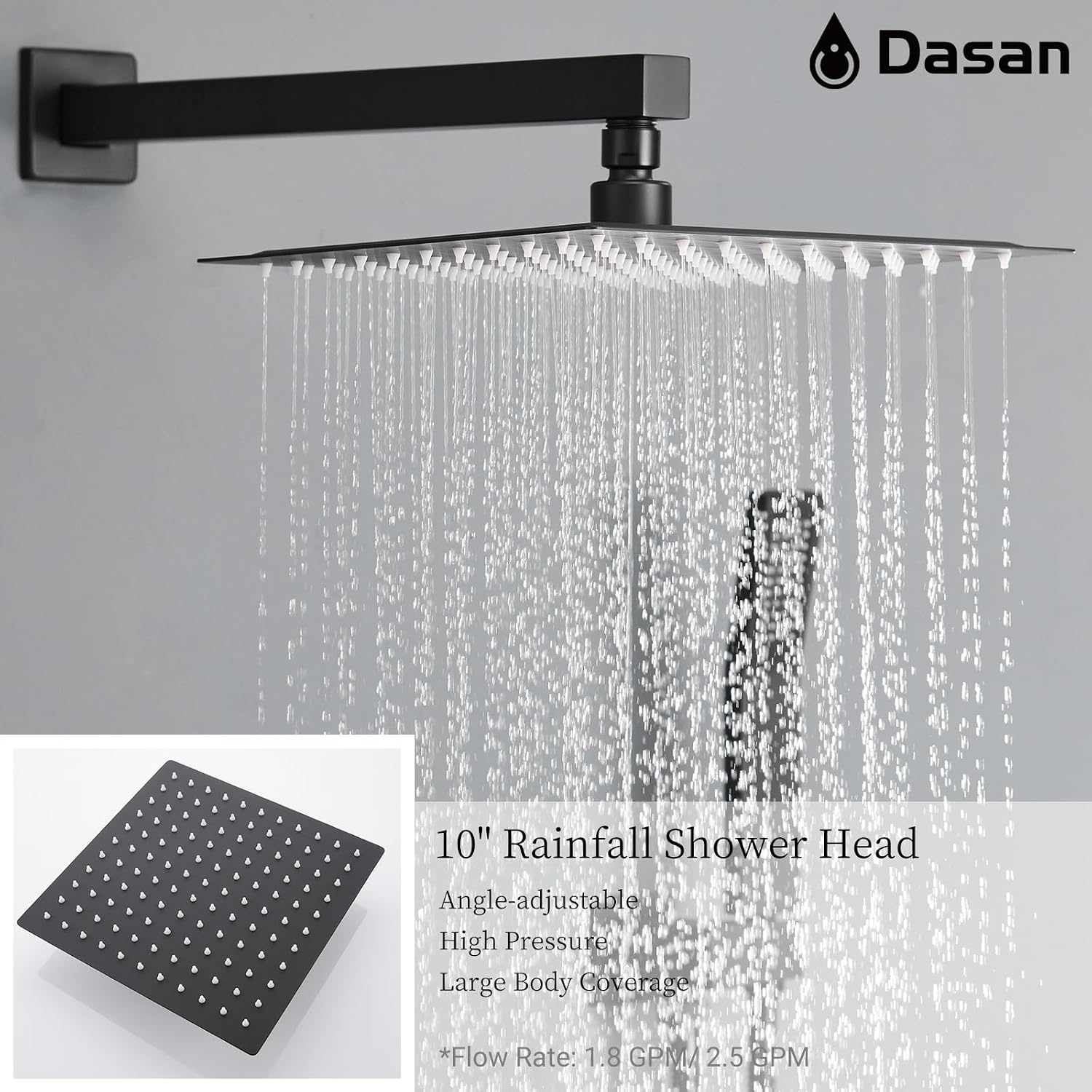 DASAN Tub Shower Faucets Sets Complete Matte Black Bathtub Shower System with Waterfall Tub Spout, Bathtub Faucet Set Tub and Shower Faucet Combo Trim Kit with Valve, DA-SS04MB-S10W