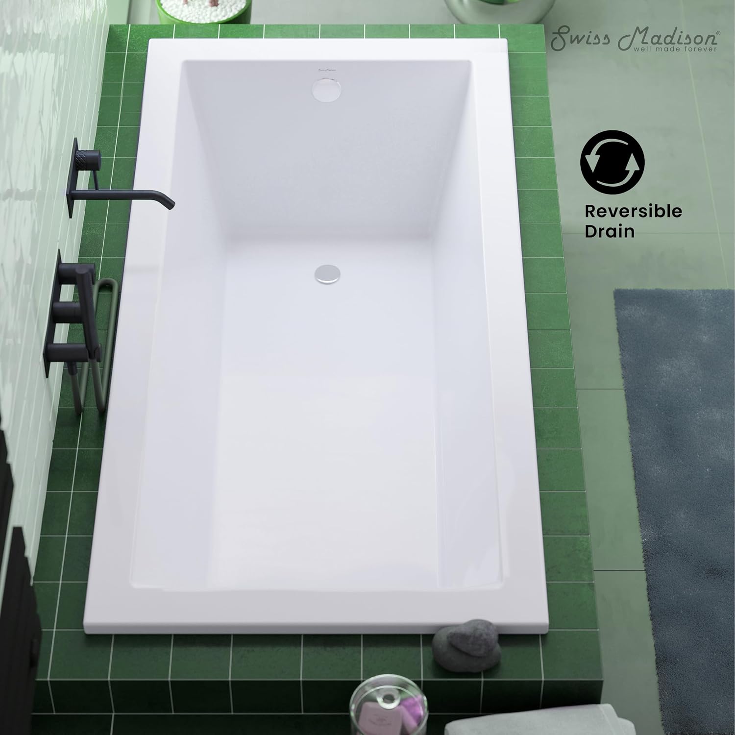 Swiss Madison Voltaire 48' x 30' Reversible Drain Drop-In Bathtub