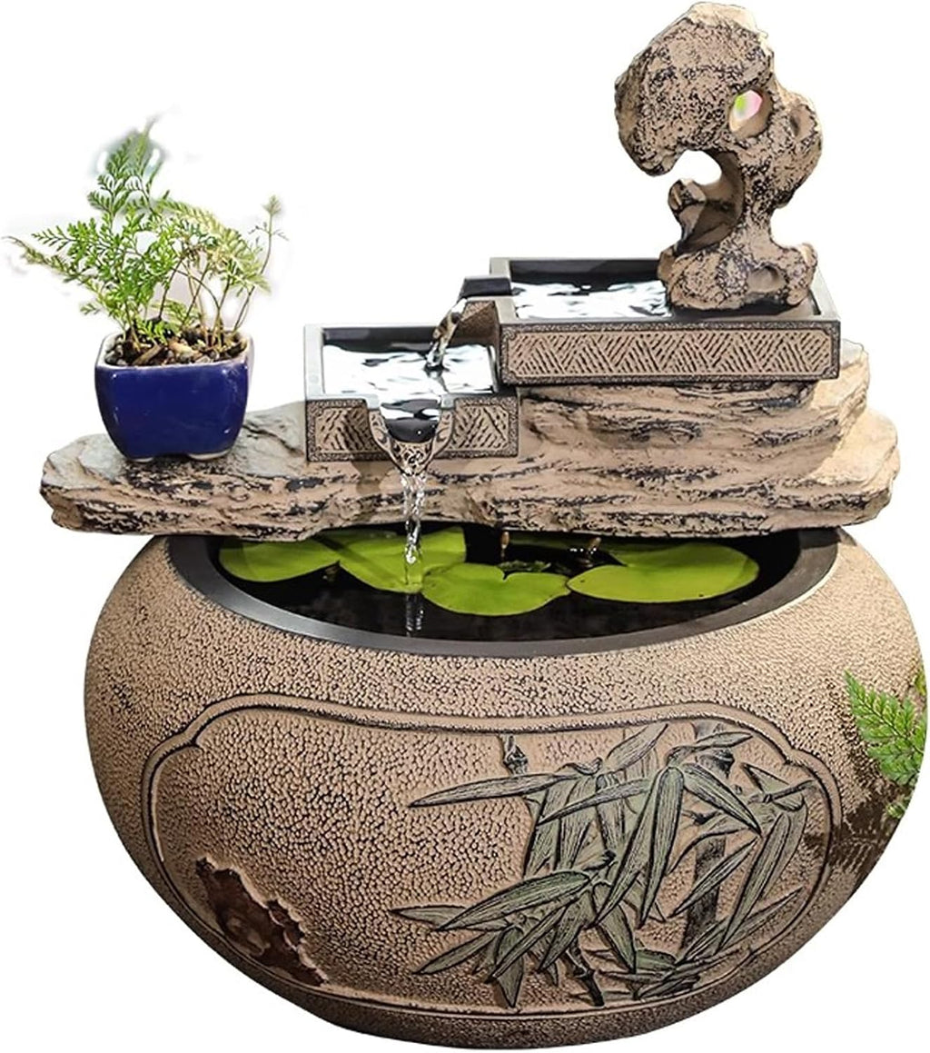 Desktop Fountain Chinese Style Financial Attraction, Flowing Water Decoration, Home, Porch, Living Room, Desktop, Office, Circular Fountain, Landscape Tabletop Fountain