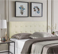 Naomi Home Jessenia Queen Headboard – Linen Upholstered Adjustable Tufted Panel with Padded Surface, Wall or Bed Frame Mount – Cream