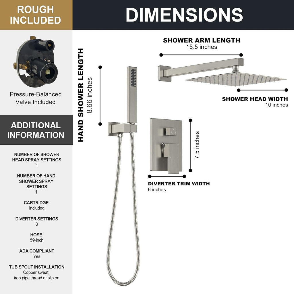 Lava Odoro Shower Faucet and Bathroom Faucet Set, Shower Faucet Combo, Brushed Nickel