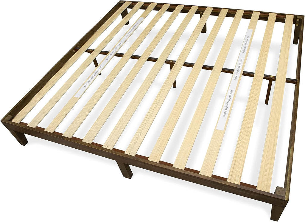 East West Furniture DNP-22-K King Size Platform Bed with 4 Solid Wood Legs and 2 Extra Center Legs - Walnut Finish