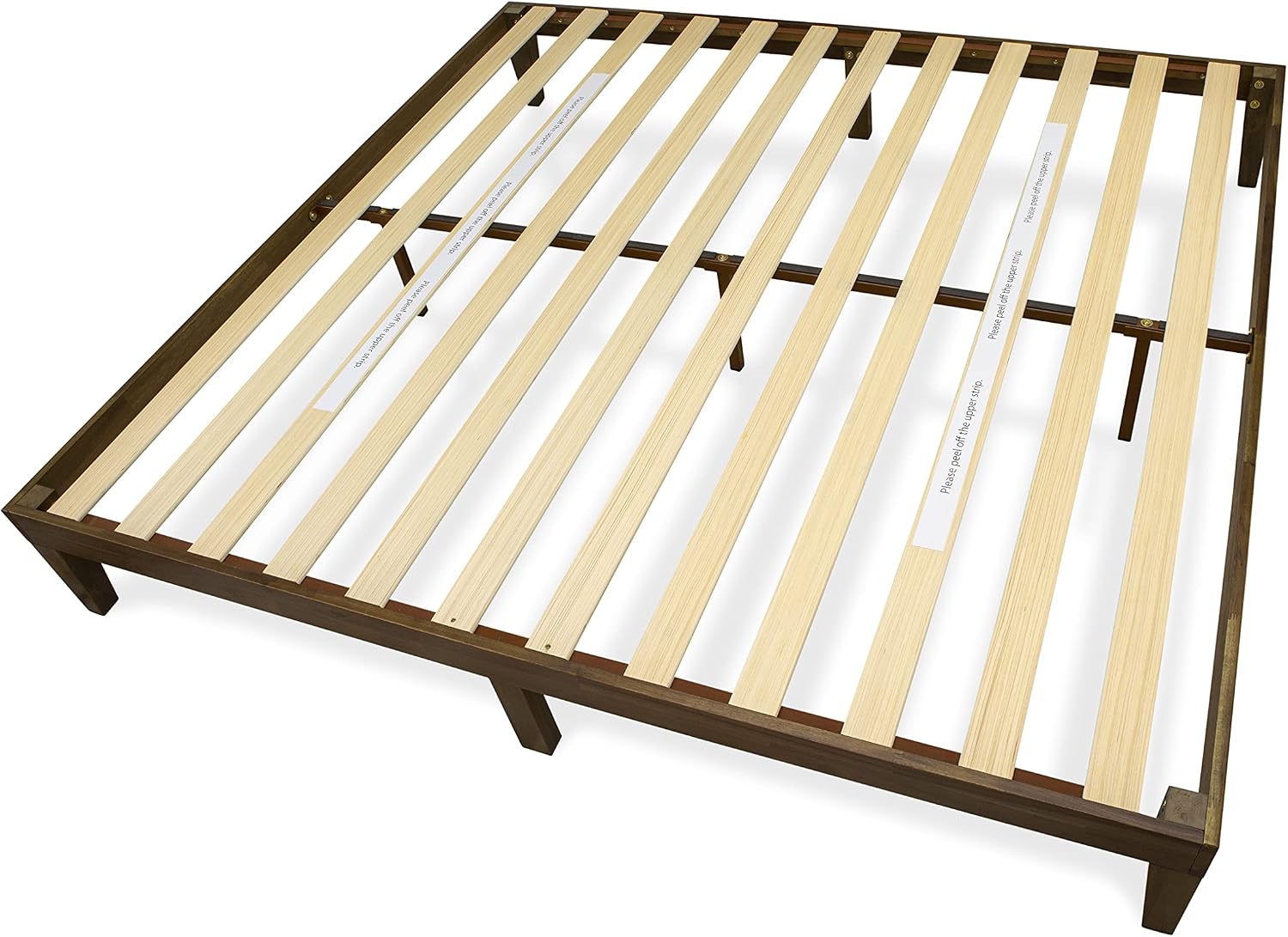 East West Furniture DNP-22-K King Size Platform Bed with 4 Solid Wood Legs and 2 Extra Center Legs - Walnut Finish