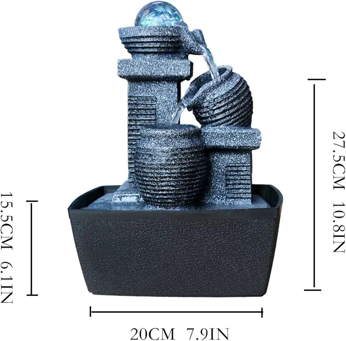 HIHELO Tabletop Fountain Simple Desktop Circulating Water Decoration Office Lucky Fountain Landscape Living Room Desktop Waterfall Fountain Indoor Fountain