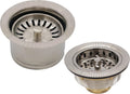 Westbrass CO2195S-07 Combo Pack 3-1/2' Wing Nut Twist Style Large Kitchen Sink Basket Strainer and Extra-Deep Collar Kitchen Sink Waste Disposal Flange with Strainer Stopper, Satin Nickel