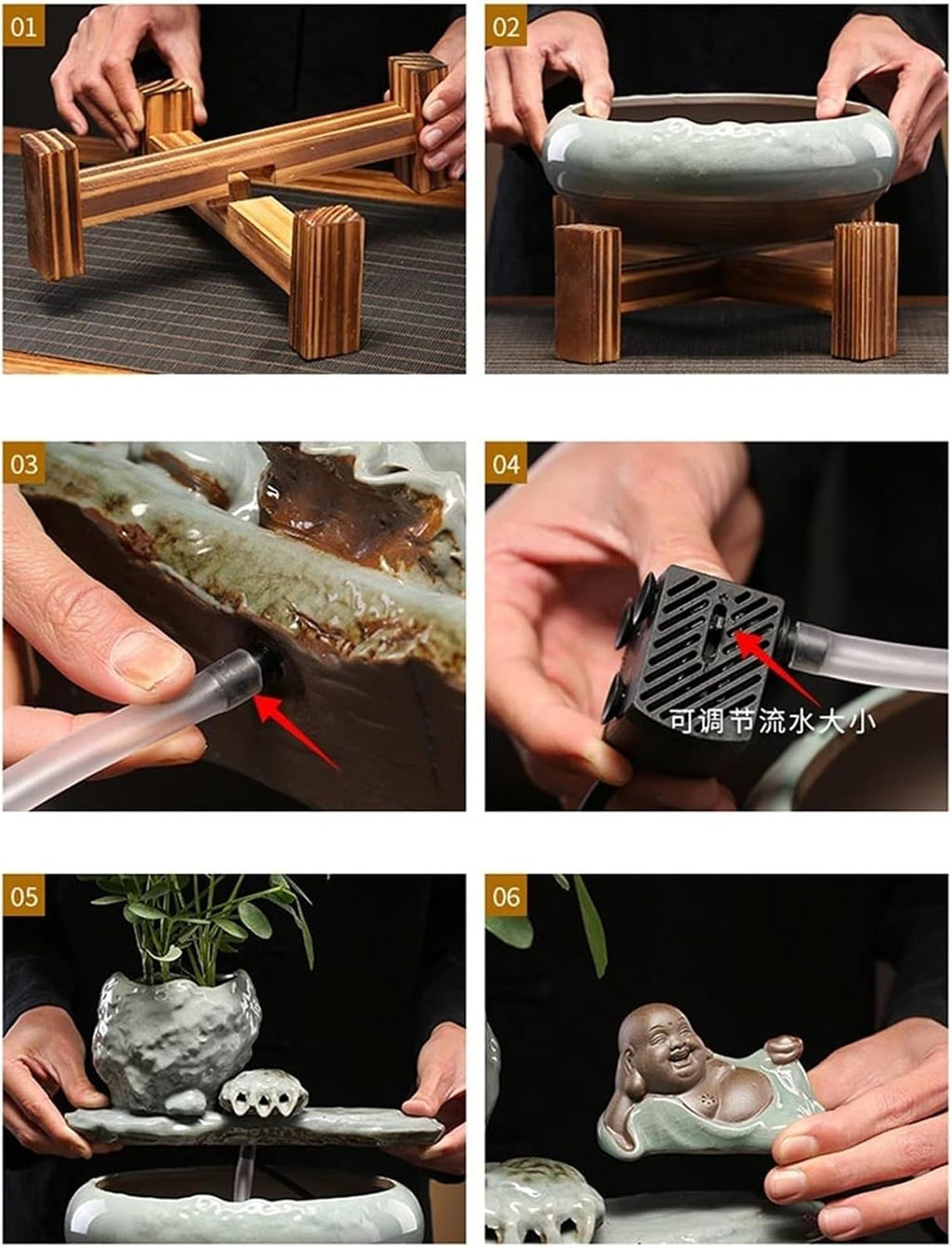 Tabletop Small Chinese-Style Circulating Water Ornaments Ceramic Tabletop Fountain Decor