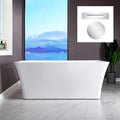 WOODBRIDGE 59' Freestanding White Acylic Soaking Bathtub with Chrome Drain and Overflow,BTS1509-C-Drain&O