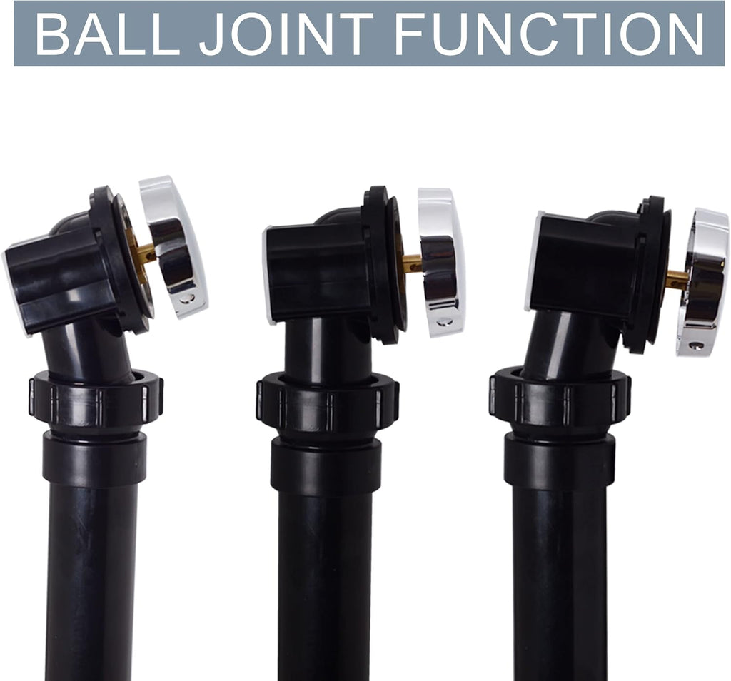 Westbrass Sch. 40 ABS 35 in. Cable Drive Bath Waste - Ball Joint Head, Stainless Steel, D50A35BJ-20