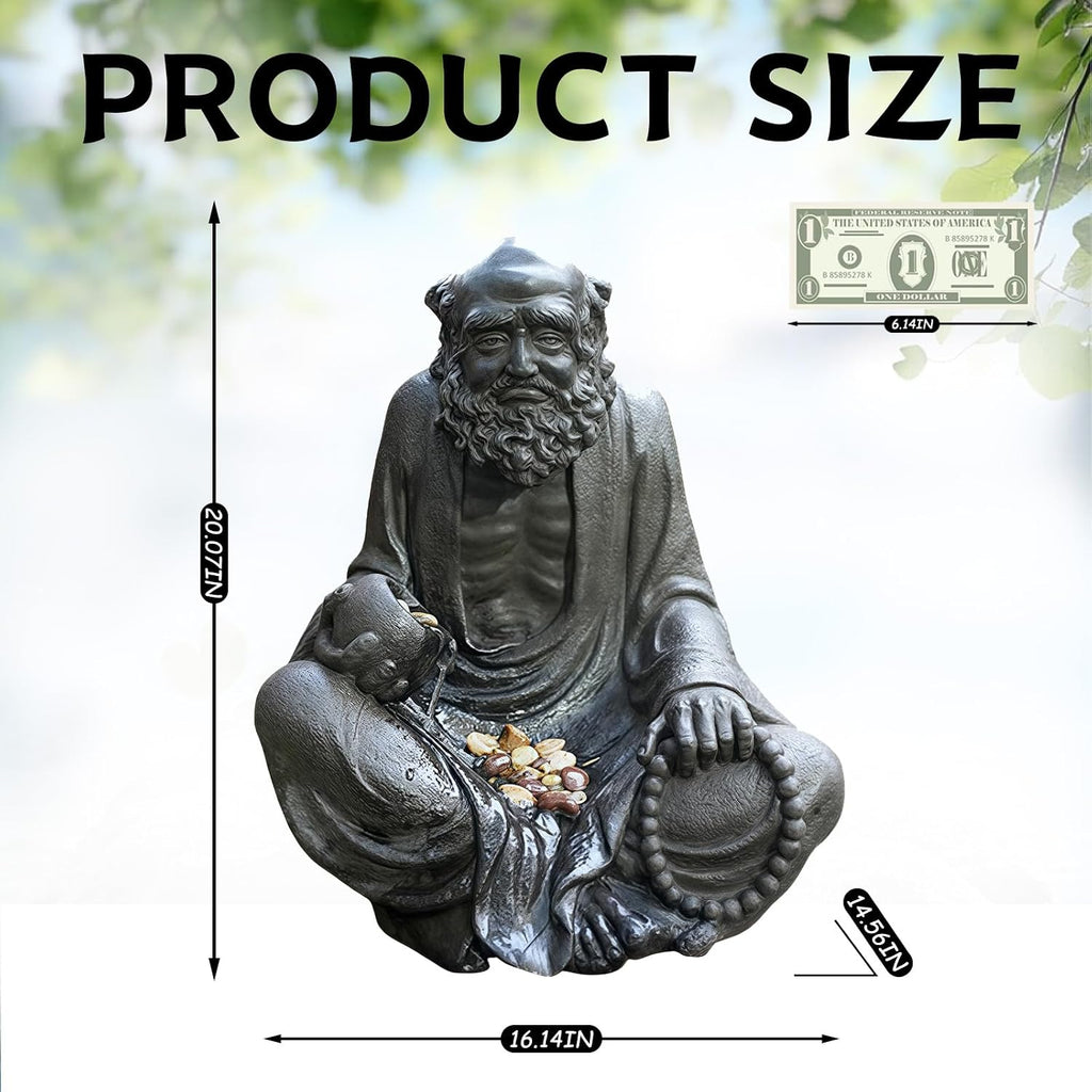Outdoor Water Fountain Outside, Garden Fountain, Buddha Statue Outdoor/Indoor for Home, Buddha Decor & Gifts, Buddah, Buda, Budda, Buddhas, Chinese Decor & Gifts, Feng Shui (Small)