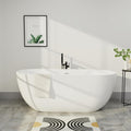 67' Acrylic Freestanding Bathtub, Elegant Oval Free Standing Tub, Soaking Tub with Integrated Slotted Overflow, Toe-Tap Chrome Drain, cUPC Certified, Glossy White