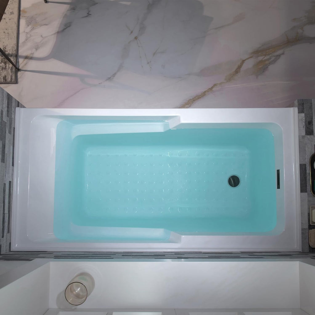 WOODBRIDGE 54' Acrylic Rectangular Alcove Soaking Bathtub in White with Left Drain, Matte Black pop-UP Drain Included BA5430L