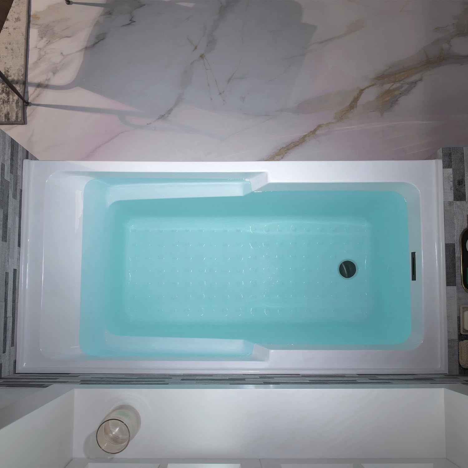 WOODBRIDGE 54' Acrylic Rectangular Alcove Soaking Bathtub in White with Left Drain, Matte Black pop-UP Drain Included BA5430L