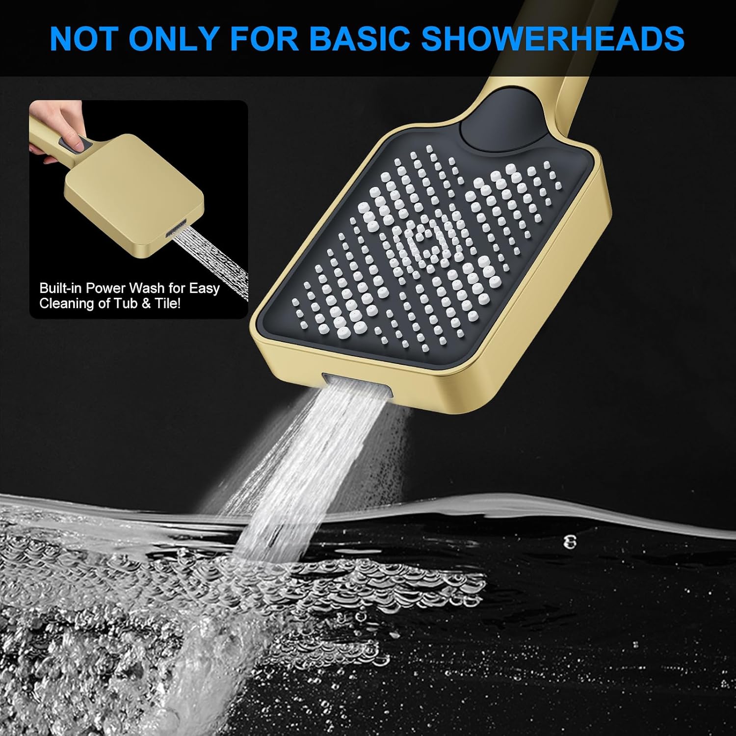 Shower Faucet Set, 12' Ceiling Mount Rainfall Shower System with 2 Rain Shower Head and Multi-function Handheld Head Push Button Diverter Shower Faucet Trim Kit (12', Brushed Gold)