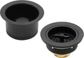 Westbrass CO2195-62 COMBO PACK 3-1/2' Wing Nut Twist Style Large Kitchen Sink Basket Strainer and Extra-Deep Collar Kitchen Sink Waste Disposal Flange with Stopper, Matte Black