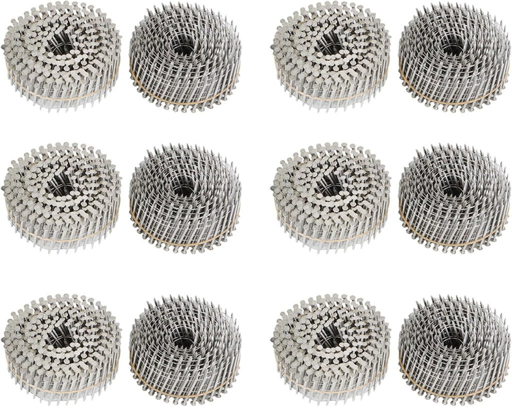 findmall 3600 Count 1-3/4-Inch x .090-Inch Ring Shank 304 Stainless Steel Siding Nails 15-Degree Collated Wire Coil Nails for Wood Siding or Fencing Applications