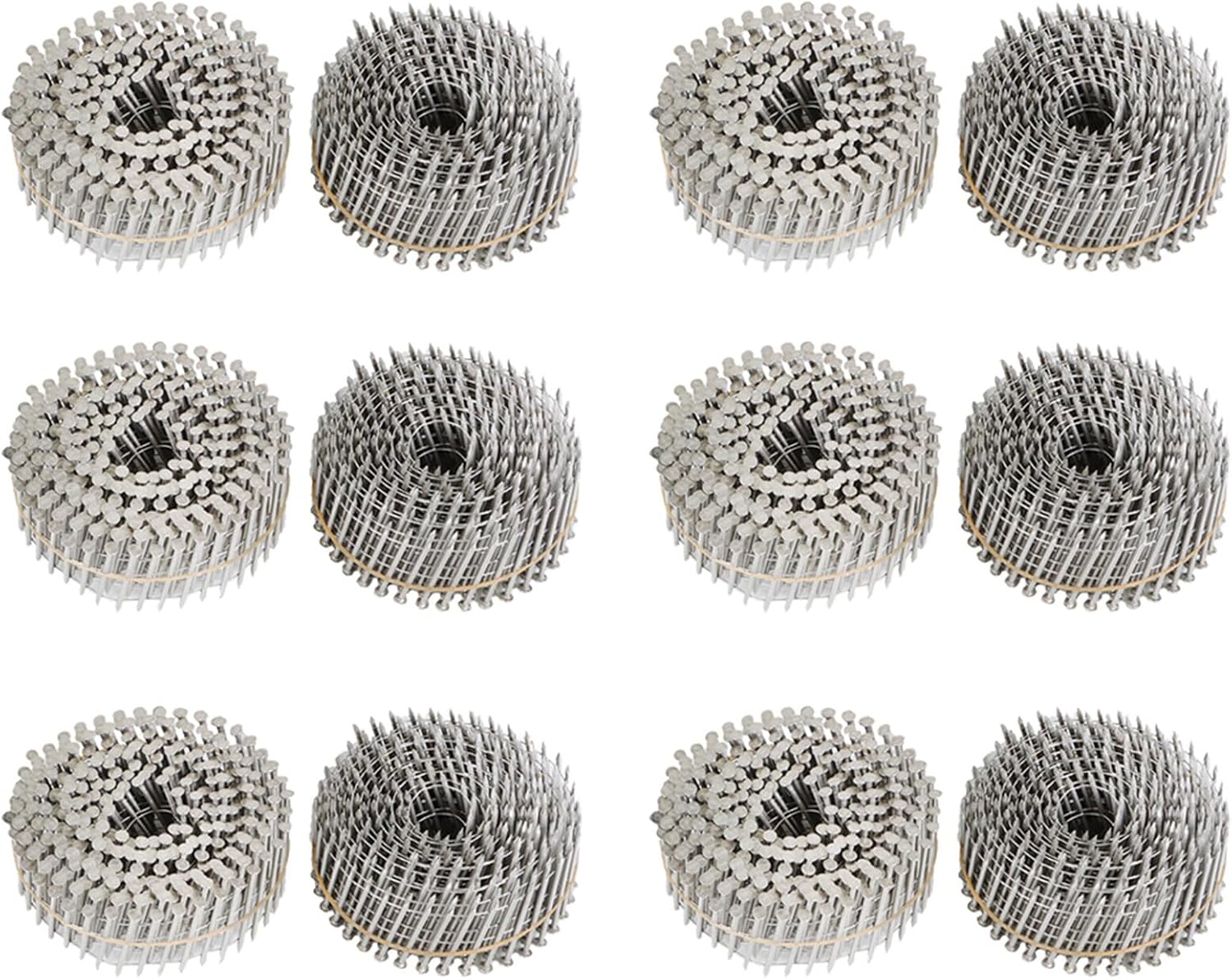 findmall 3600 Count 1-3/4-Inch x .090-Inch Ring Shank 304 Stainless Steel Siding Nails 15-Degree Collated Wire Coil Nails for Wood Siding or Fencing Applications
