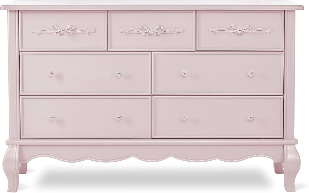 Evolur Aurora 7 Drawer Double Dresser, Dusty Rose