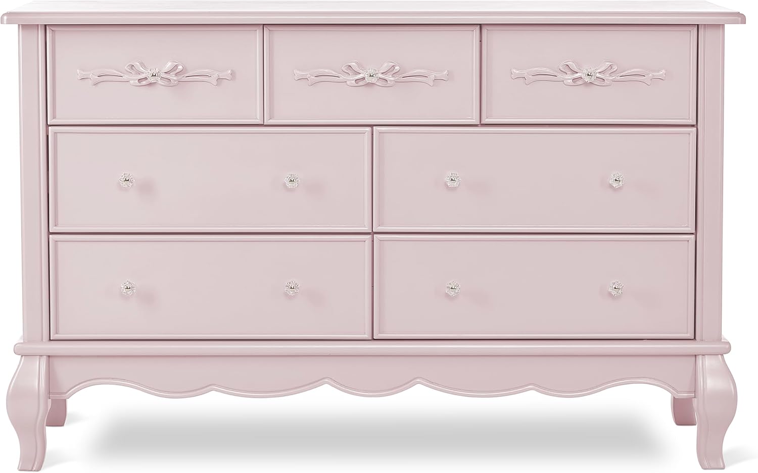 Evolur Aurora 7 Drawer Double Dresser, Dusty Rose