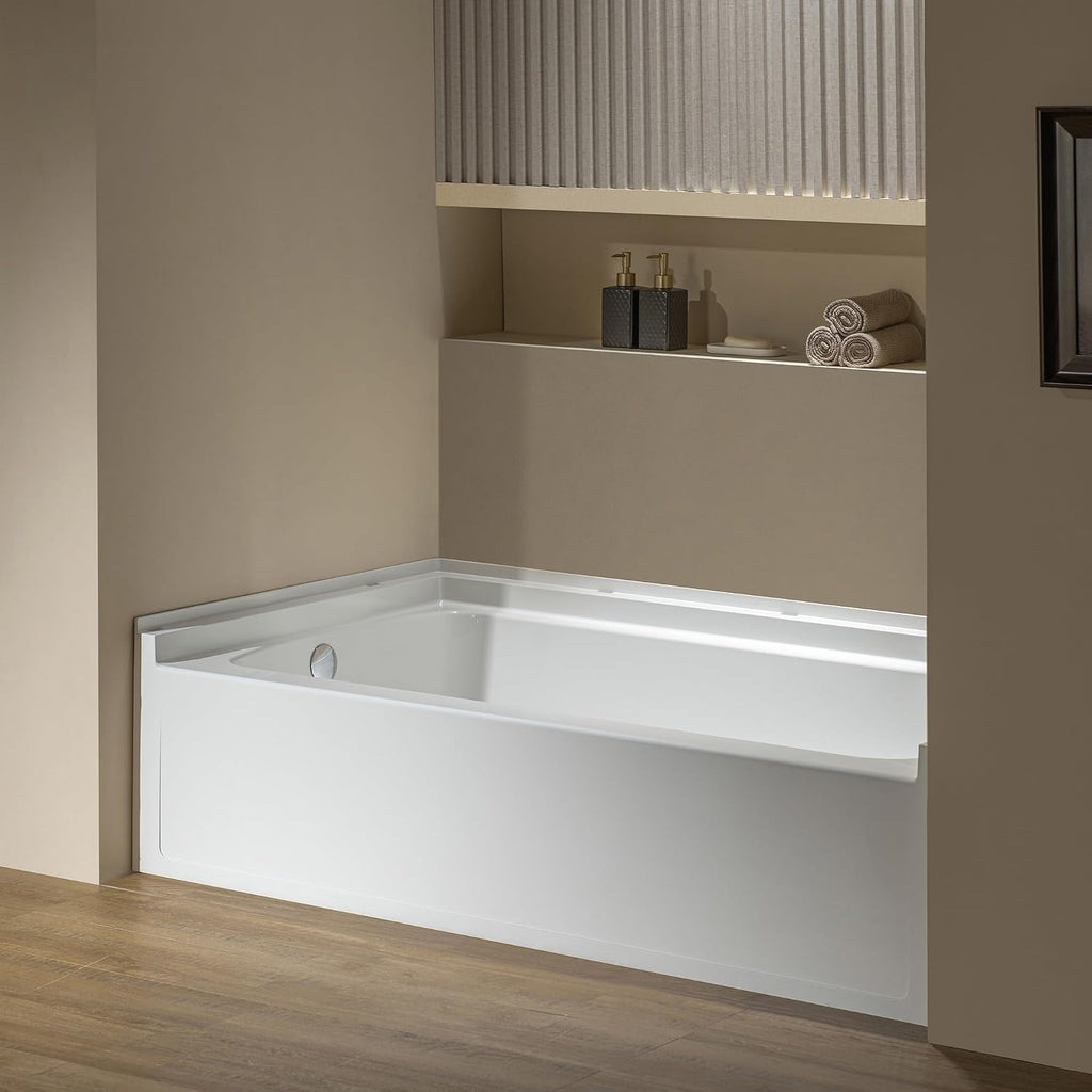 WOODBRIDGE 60' x 32' Alcove Soaking Bathtub in white with Left-Hand Drain Hole – Tub Only (No Wall Panels)