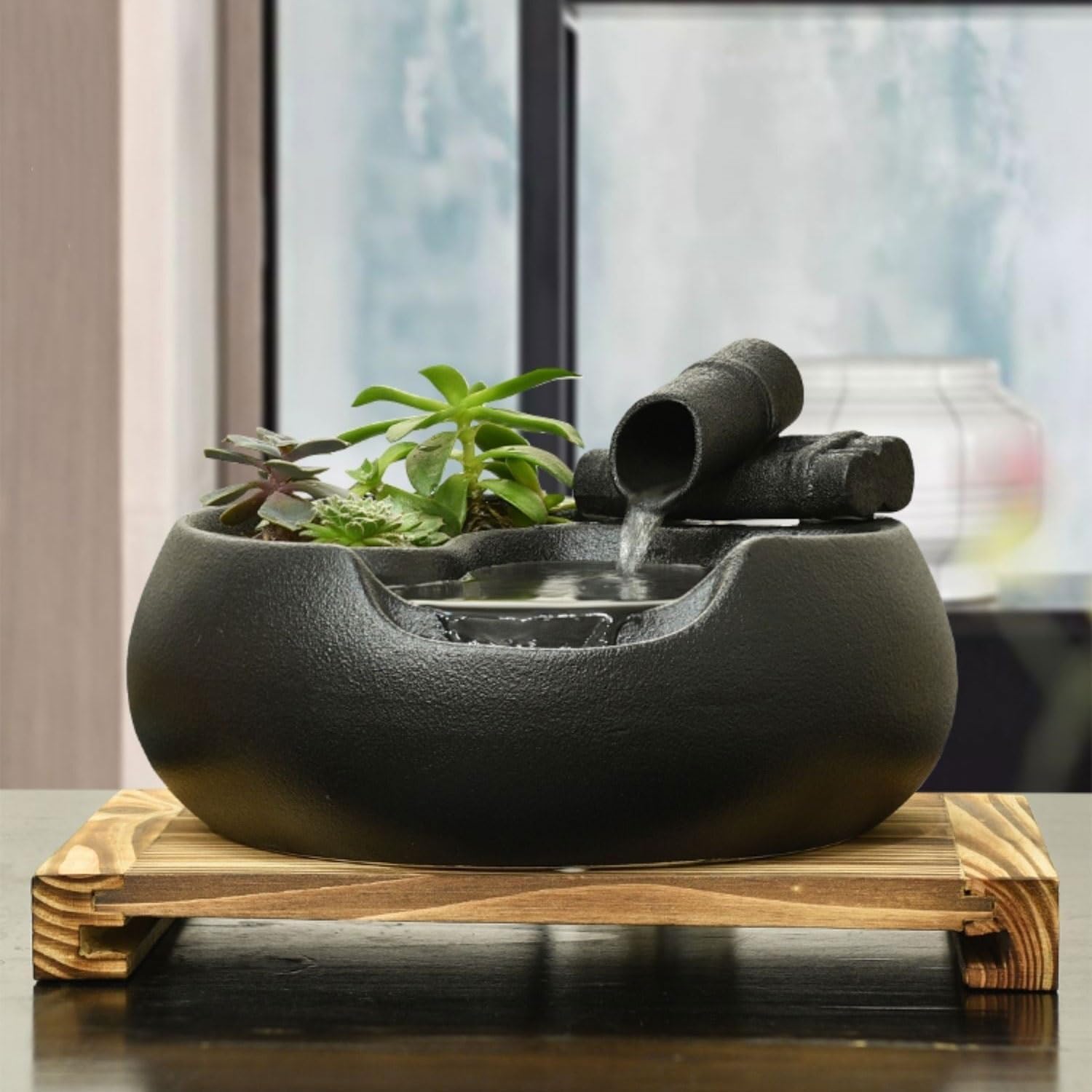 GLigeT Tabletop Fountain Creative Water Fountain Home Living Room Fortune Feng Shui Ornaments Indoor Office Desk Water Decorations Water Fountain Decor