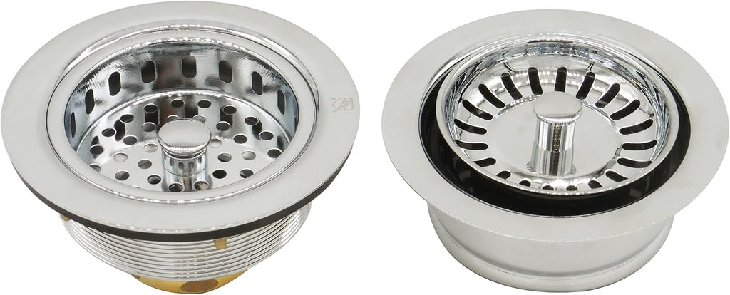 Westbrass CO2165S-05 COMBO PACK 3-1/2' Post Style Large Kitchen Sink Basket Strainer and Waste DisposalDrain Flange with Basket Strainer, Polished Nickel