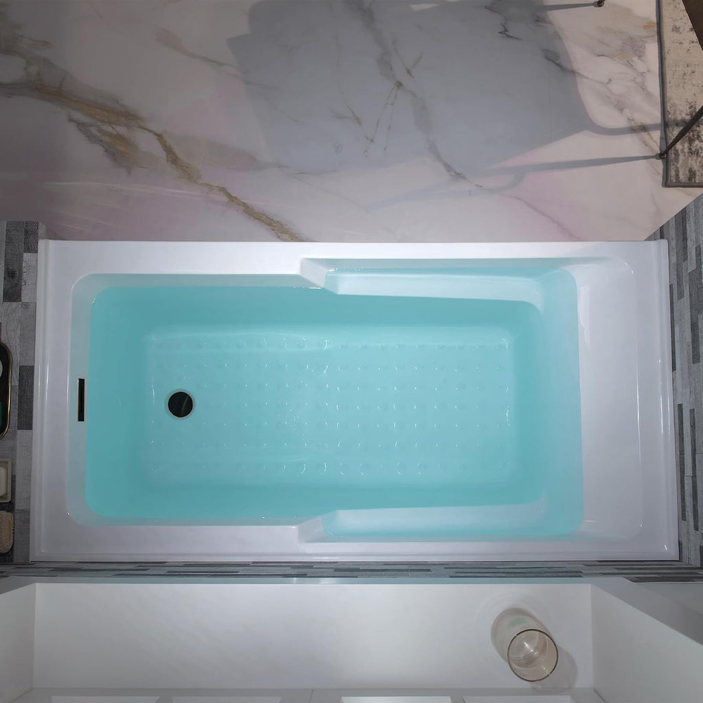WOODBRIDGE 60' Acrylic Rectangular Alcove Soaking Bathtub in White with Right Drain, Oil Rubbed Bronze pop-UP Drain Included BA6030R