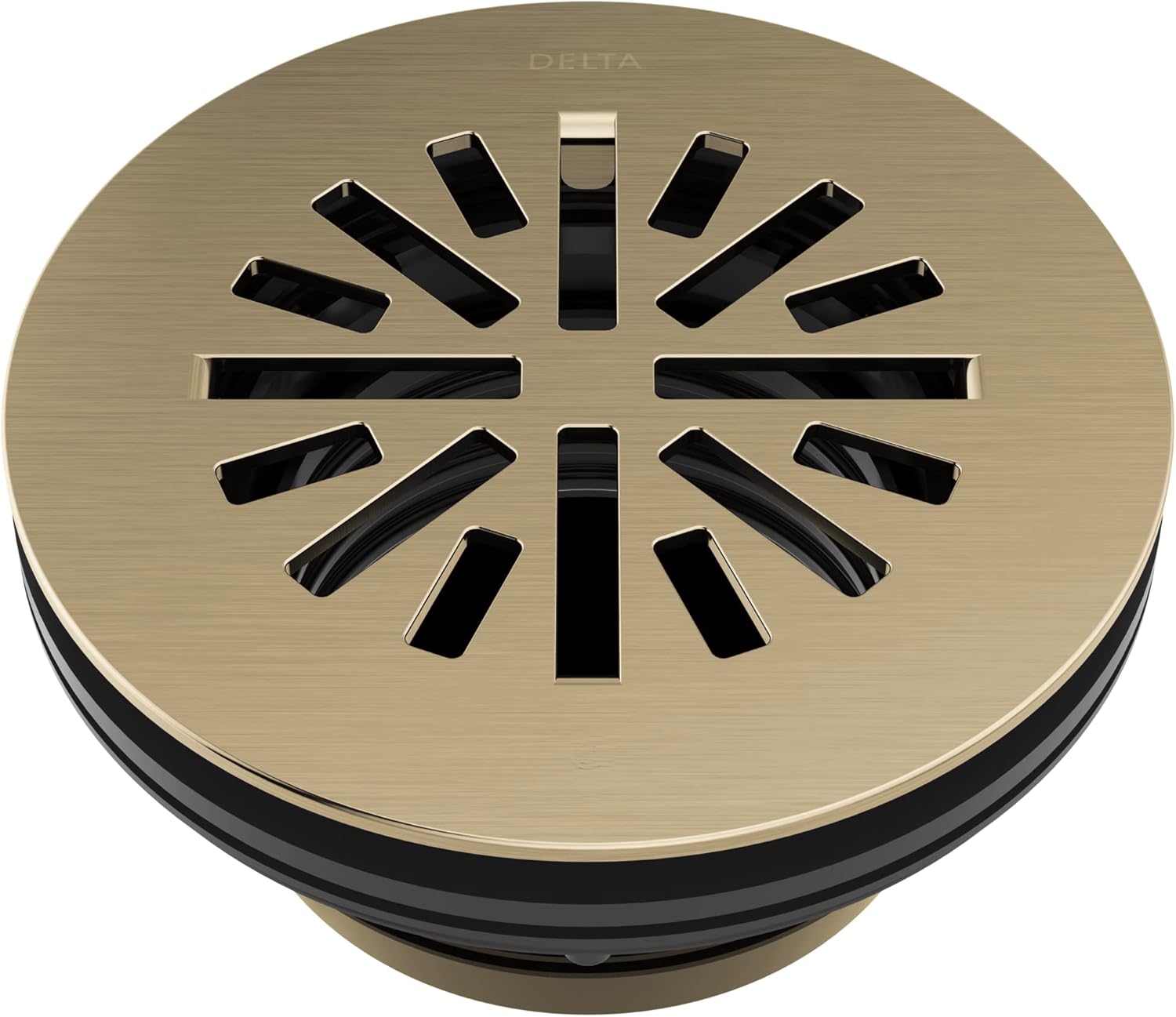 Delta 4 Inch Brushed Gold Round Shower Floor Drain with Gasket and Snap-In Drain Gate, Champagne Bronze DT051411-CZ