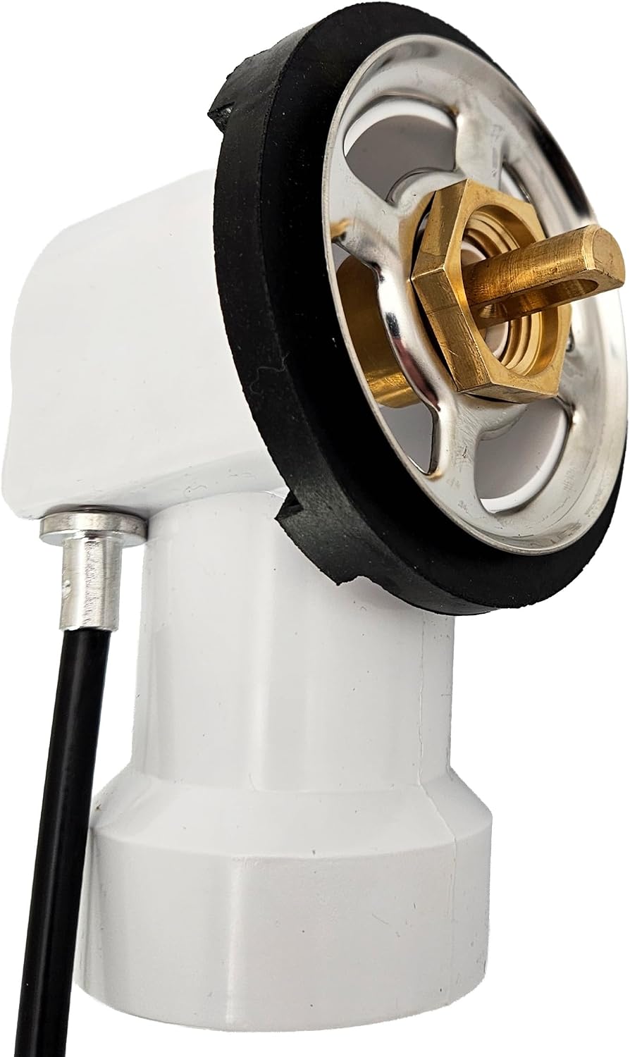 Westbrass D50P45-01 45' Cable Drive Standard Bath Drain Trim Kit with Rotary Overflow Cover Knob, Pop-Up Stopper and SCH. 40 PVC Fittings, Polished Brass