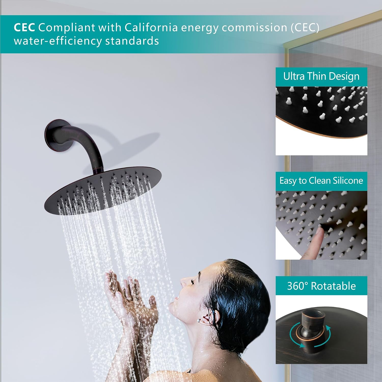 SKOWLL Oil Rubbed Bronze Shower System 3 Handles, Wall Mounted Shower Faucet Set with 10 Inch Round Rain Shower Head and Handheld Spray