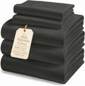 LANE LINEN 1000TC 100% Egyptian Cotton Split King Bed Sheets for Adjustable Beds - Fully Elasticized Reinforced Seams Extra Deep Pocket Split King Sheet, No Pill Fade Resistant Sheets- Black