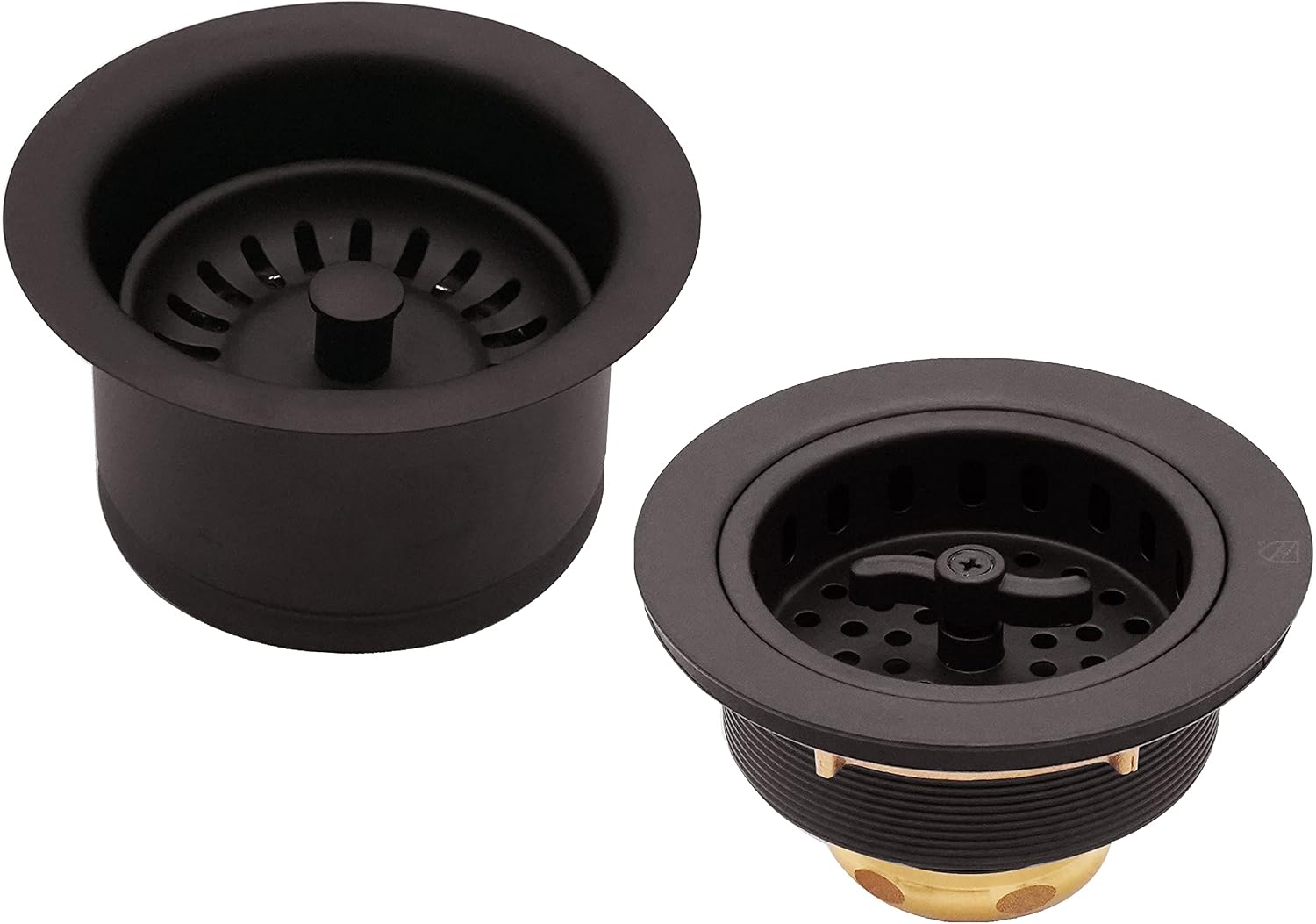 Westbrass CO2195S-12 Combo Pack 3-1/2' Wing Nut Twist Style Large Basket Extra-Deep Collar Kitchen Sink Waste Disposal Flange with Strainer Stopper, Oil Rubbed Bronze