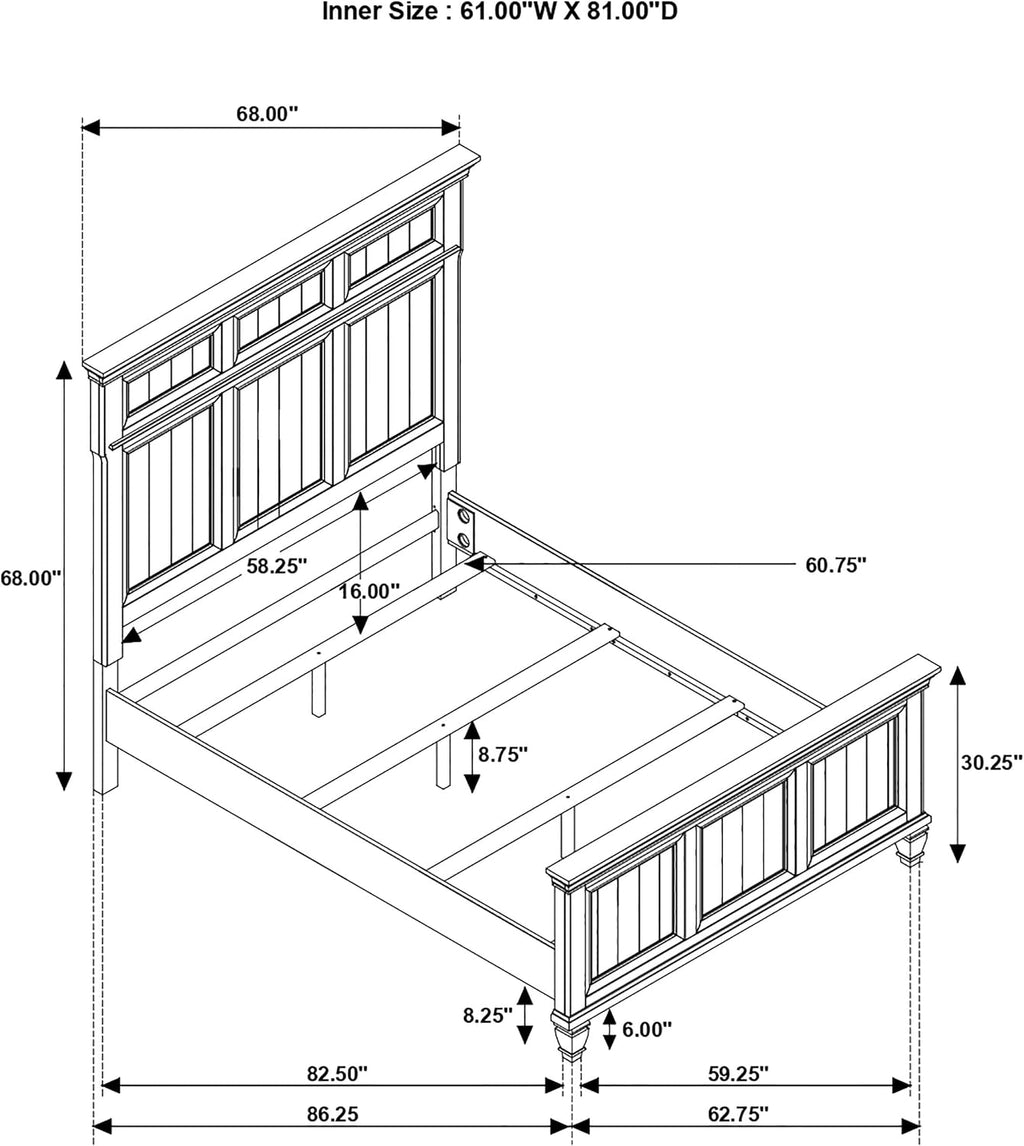 Coaster Home Furnishings Avenue Traditional 5-Piece Bedroom Set Queen Size Panel Bed Frame 68-inch Headboard Weathered Burnished Brown 223031Q-S5