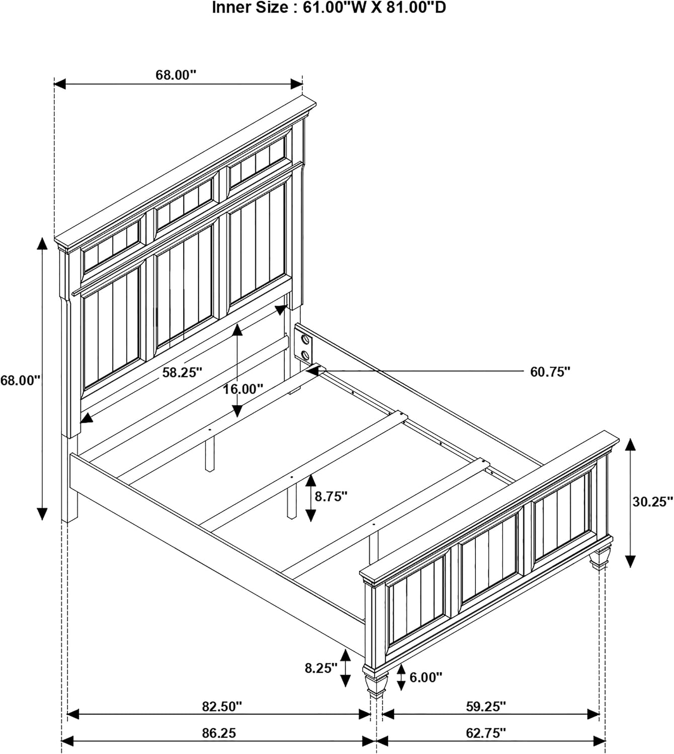 Coaster Home Furnishings Avenue Traditional 5-Piece Bedroom Set Queen Size Panel Bed Frame 68-inch Headboard Weathered Burnished Brown 223031Q-S5