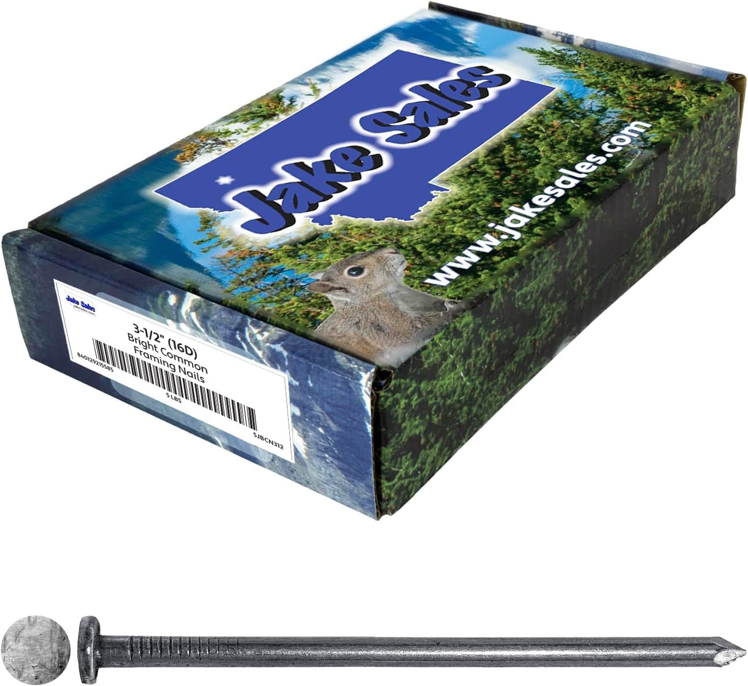3-1/2' Bright Common Framing Nail (16D) - Heavy-Duty Fastener Designed for Interior Construction Applications - Uncoated Carbon Steel with Smooth Shank - Load Bearing - 9 X 5 POUND BOXES ~2,025 Nails